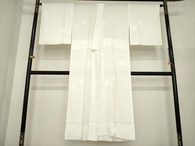 平和屋着物●長襦袢　無双仕立て　エ霞花地紋　白色　正絹　逸品　AABI6897ck
