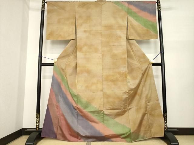 平和屋着物●訪問着 紬地 霞文 暈し染め 正絹 逸品 AABI6901ck