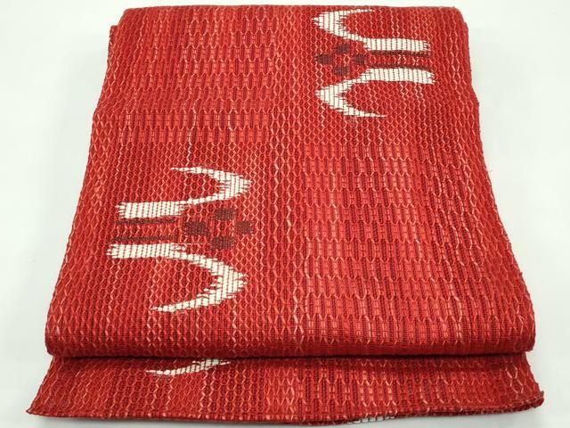 平和屋着物＊夏物　八寸名古屋帯　琉球絣文様　正絹　逸品　CABF4683rv