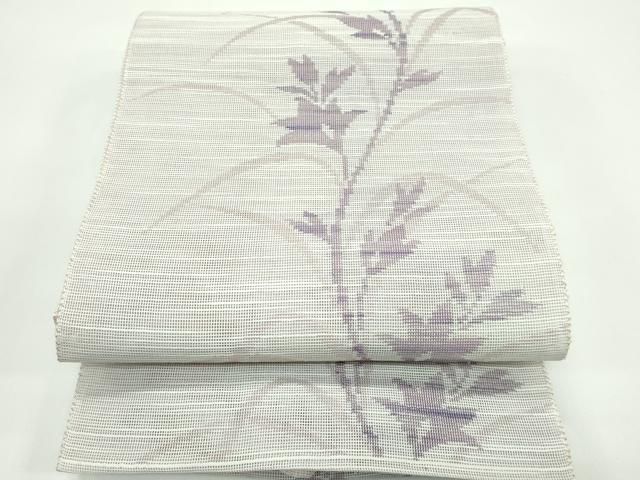 平和屋着物＊夏物　八寸名古屋帯　草花文　正絹　逸品　CABF4687rv