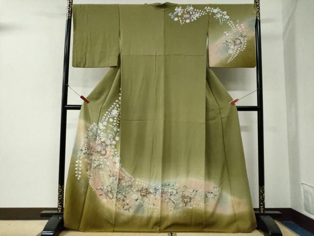 平和屋着物●訪問着　辻が花　絞り　暈し染め　金彩　正絹　逸品　CABG0164yc