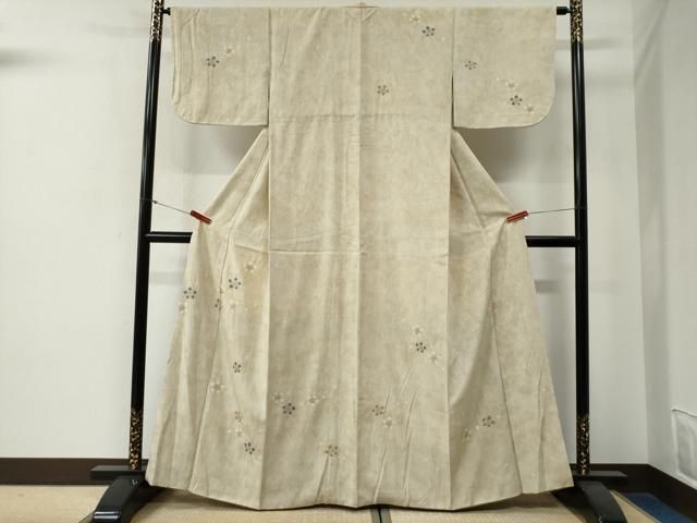 平和屋着物●訪問着　紬地　絞り　舞花文　金彩　正絹　逸品　CABG0166yc