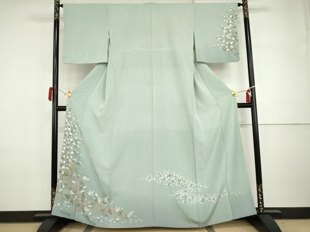 平和屋着物●訪問着　友禅　作家物　豊伸　枝花文　暈し染め　正絹　逸品　AABI5223cs