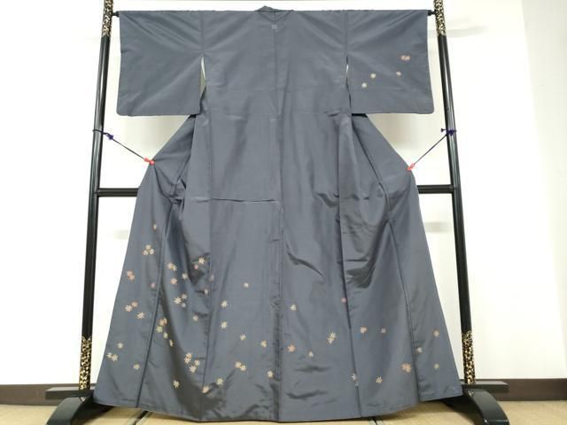 平和屋着物●訪問着　作家物　紬地　舞葉文　楓　正絹　逸品　DABD9939ud
