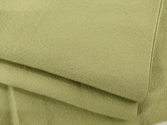 平和屋着物●上質な色無地　黄海松茶色　正絹　逸品　AABI5109ck