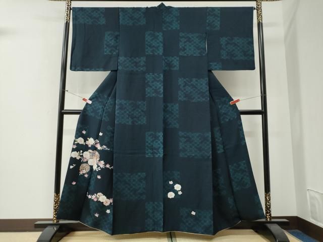 平和屋着物●色留訪問着　作家物　猫　舞花文　やまと金ラベル　正絹　逸品　CABG0121yc