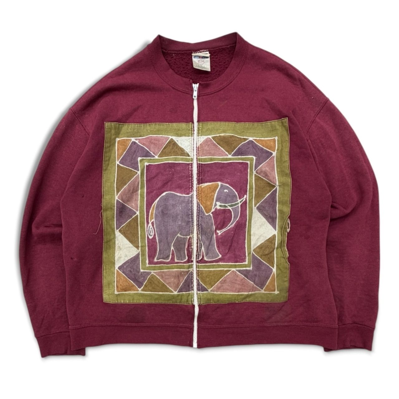 【VINTAGE】SWEAT cardigan スウェット リメイク 象