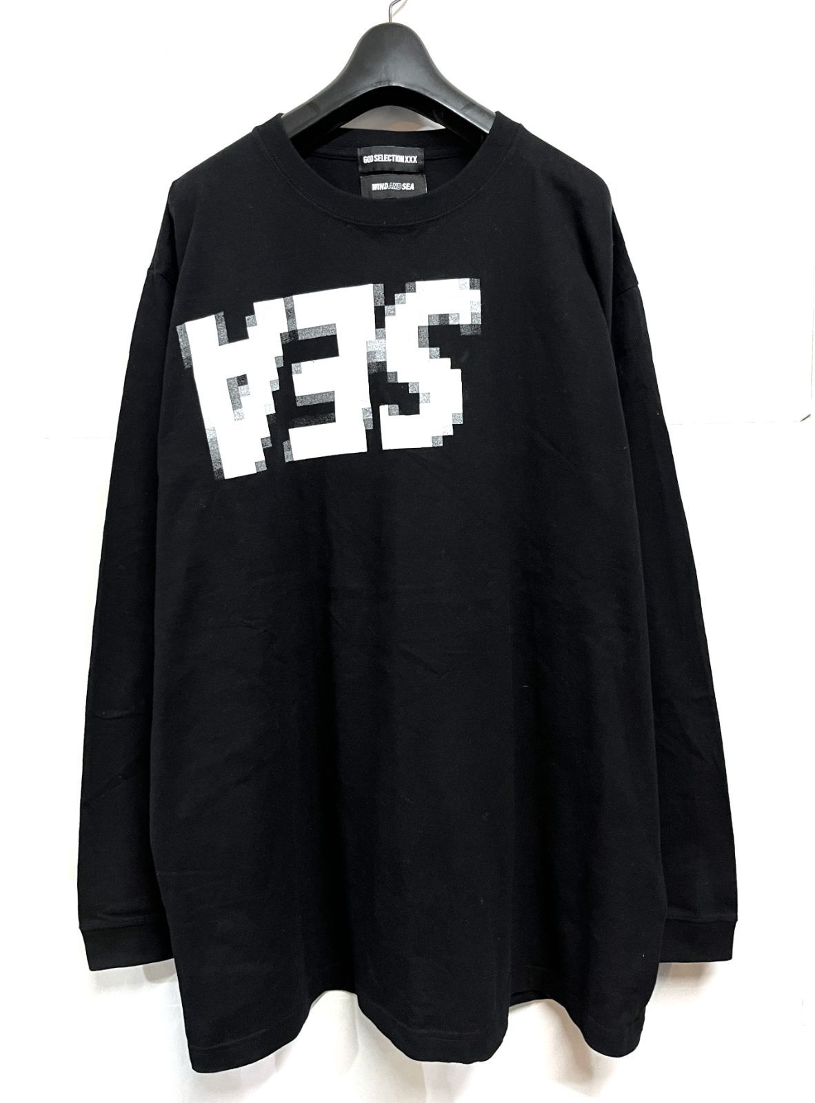 ウィンダンシー×ゴッドセレクション　ロゴ刺繍　長袖Tシャツ　ロンT L　黒 WIND AND SEA x GOD SELECTION XXX｜ウィンダンシー ゴッド