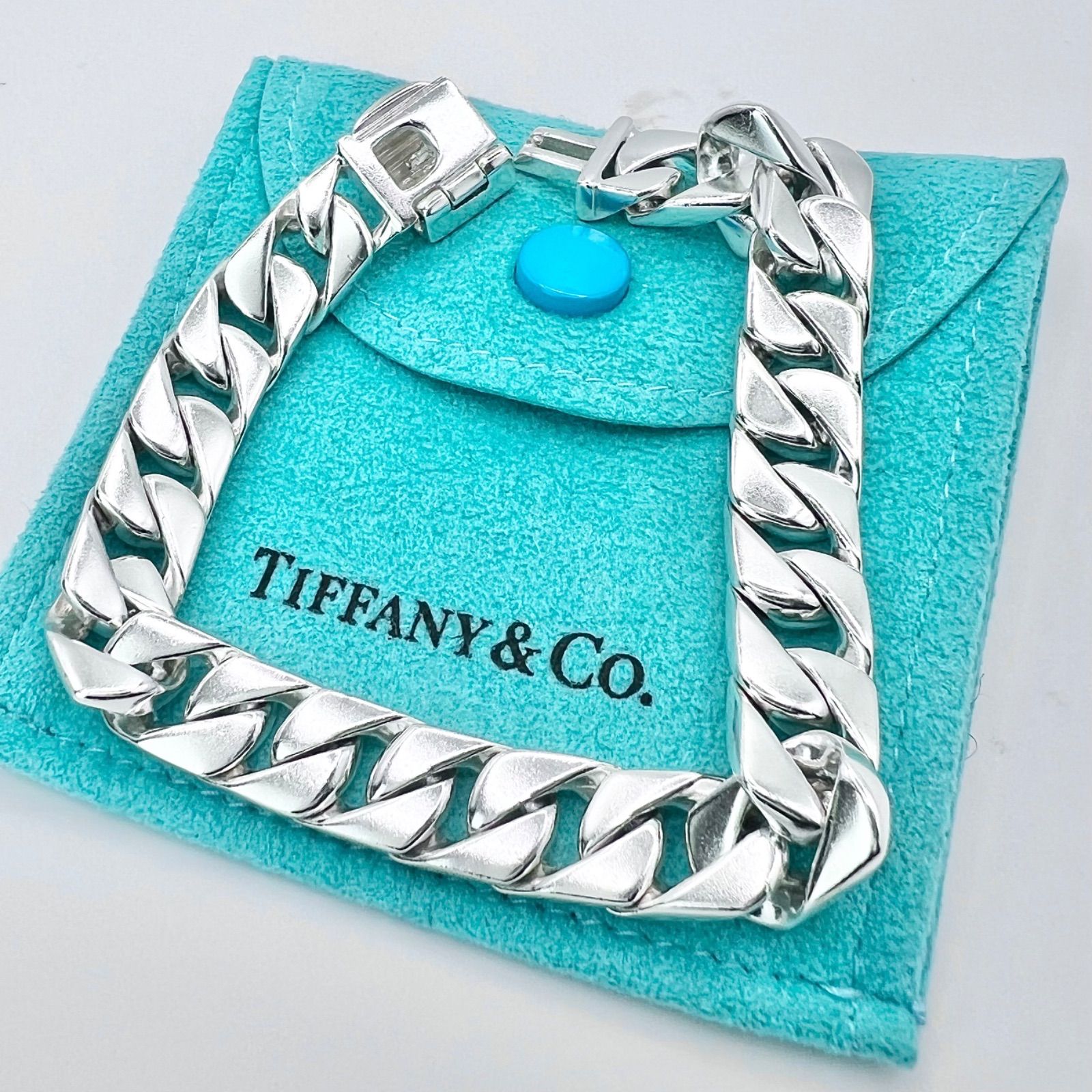 極美品 ティファニー ティファニー カーブ リンク ブレスレット TIFFANY&CO. SV925