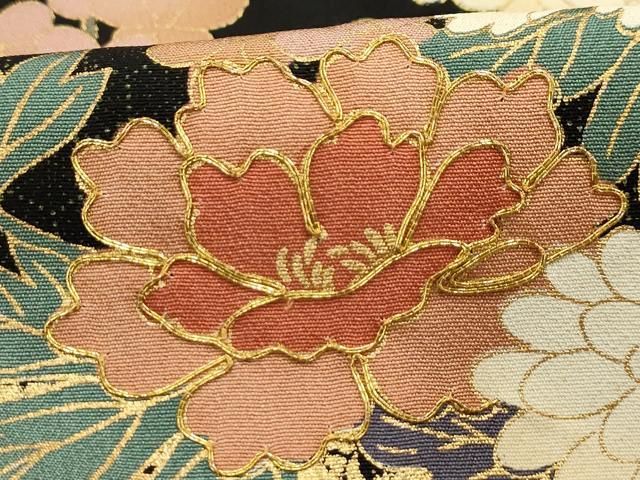 平和屋着物□豪華黒留袖 駒刺繍 花車文 金彩 正絹 逸品 AABI4313sx