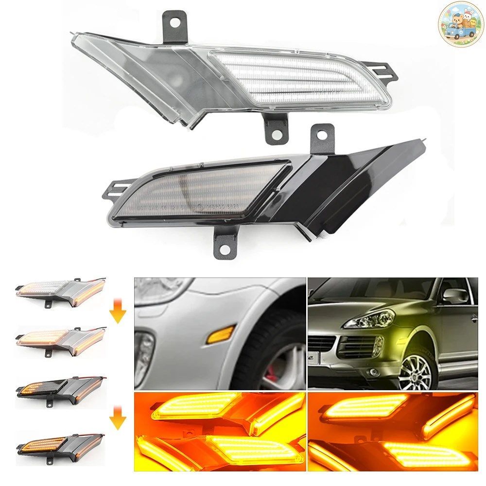 ポルシェ カイエン 957 2007-2010 ターンシグナル ブリンカーランプ 1セット カースタイリング 95563103510LED ダイナミック アンバー サイ
