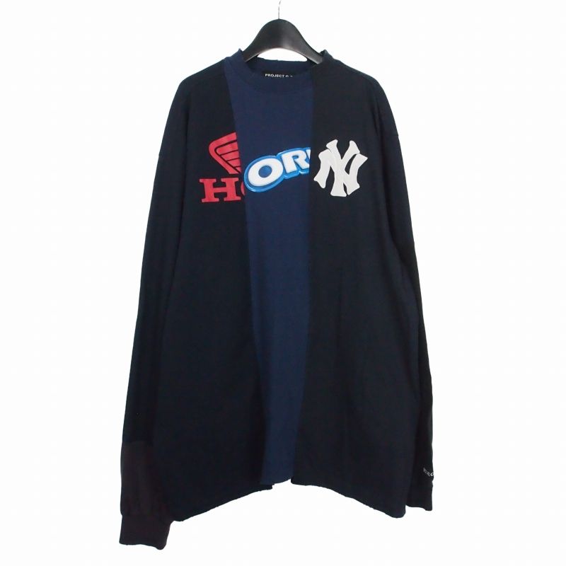 プロジェクトジーアール PROJECT G/R Horny Unbalanced Washed Long Sleeve 切替 ロングスリーブ ロンT Tシャツ 長袖 2 ブラック ネイビー 黒 紺
