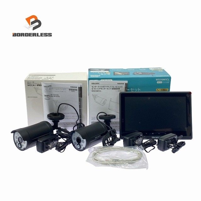 ☆未使用品☆DELCATEC センサーライト付 ワイヤレスフルHDカメラ&モニターセット WSS10M1CL 増設用フルHDカメラ WECA1付き128606
