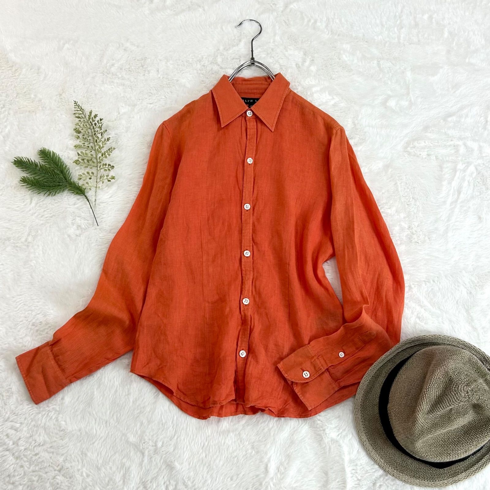 RALPH LAUREN ラルフローレン 長袖シャツ ブラウス リネンシャツ 麻100