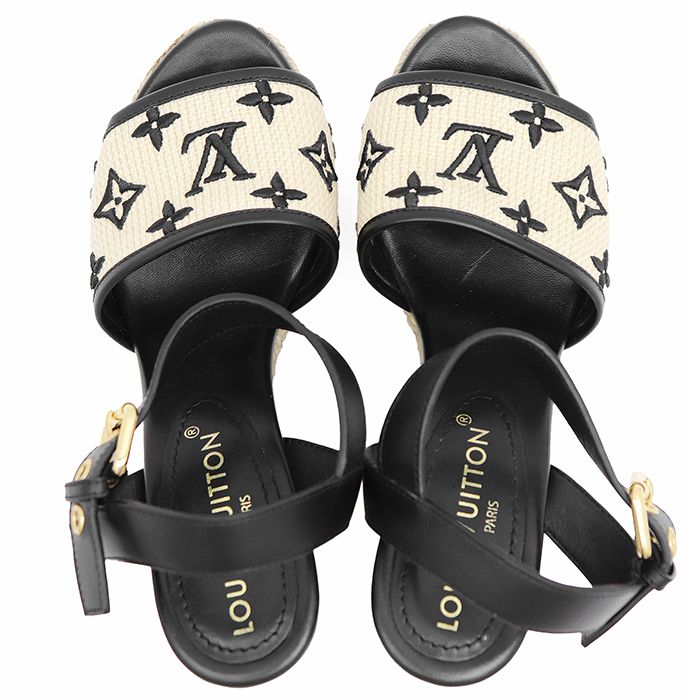 ルイヴィトン モノグラム スターボード サンダル レザー ウェッジソール 美品】LOUIS VUITTON ルイ・ヴィトン スターボード·ラインサンダル