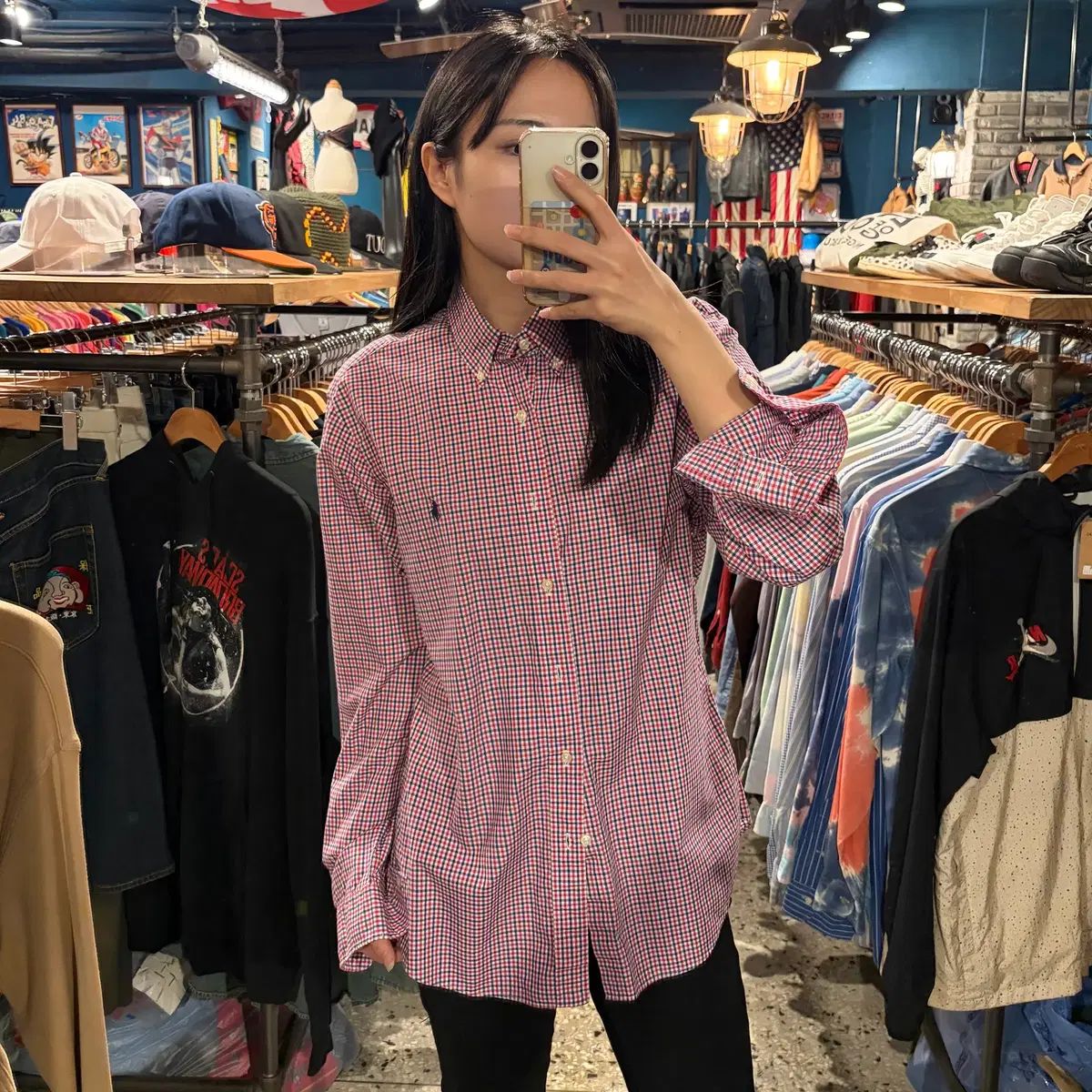 POLO ポロ ラルフローレン レッド CHECK 長袖 シャツ (ブルー レッド)