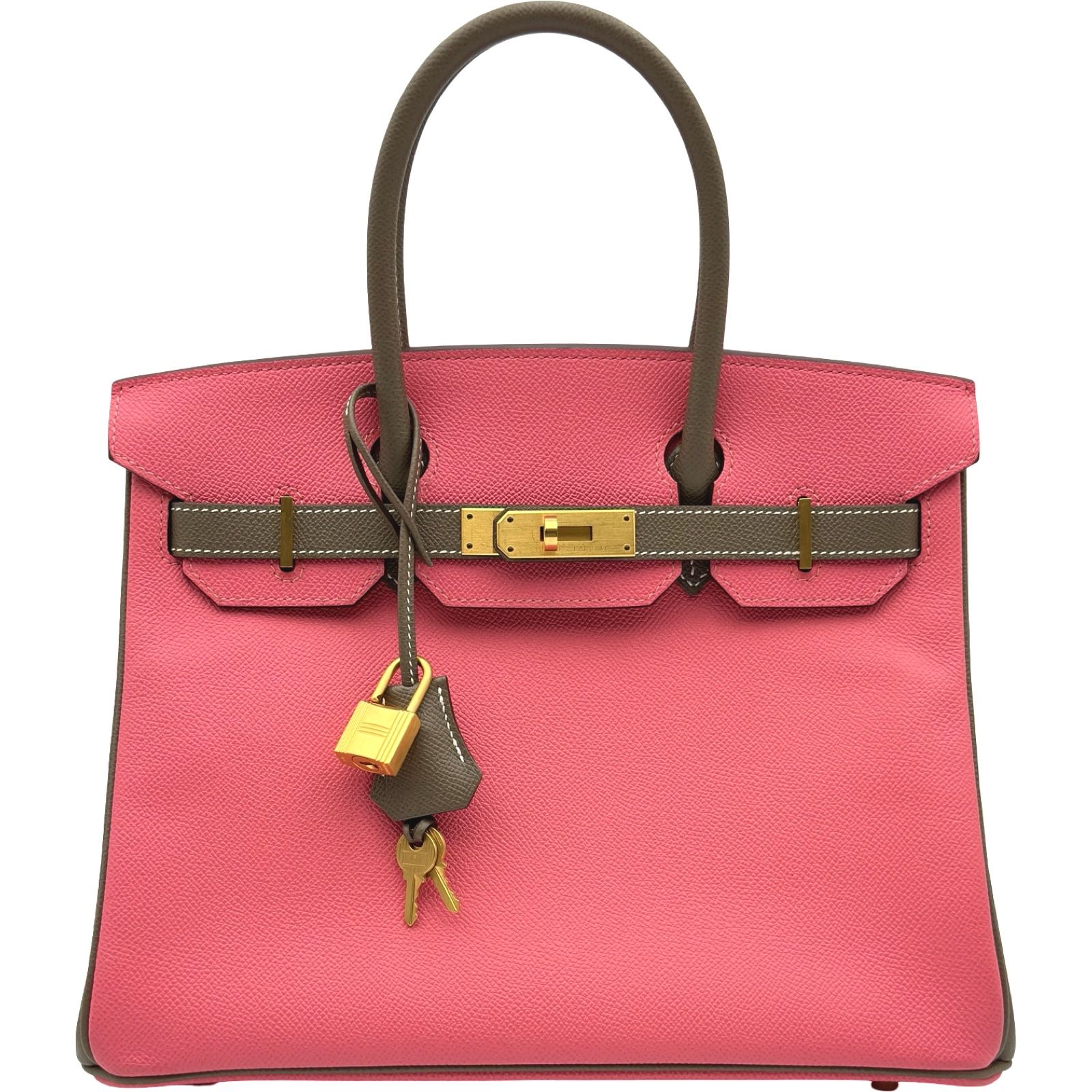 エルメス HERMES バーキン30 パーソナルオーダー A刻印 ローズアザレ/エトゥープ マットゴールド金具 エプソン レディース ハンドバッグ
