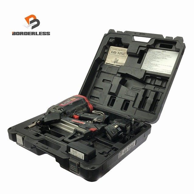 ☆中古品☆MAX マックス ガスネイラ GS-725C バッテリ2個 充電器 ケース付 コンクリート 鋼板 ピン打ち機128789