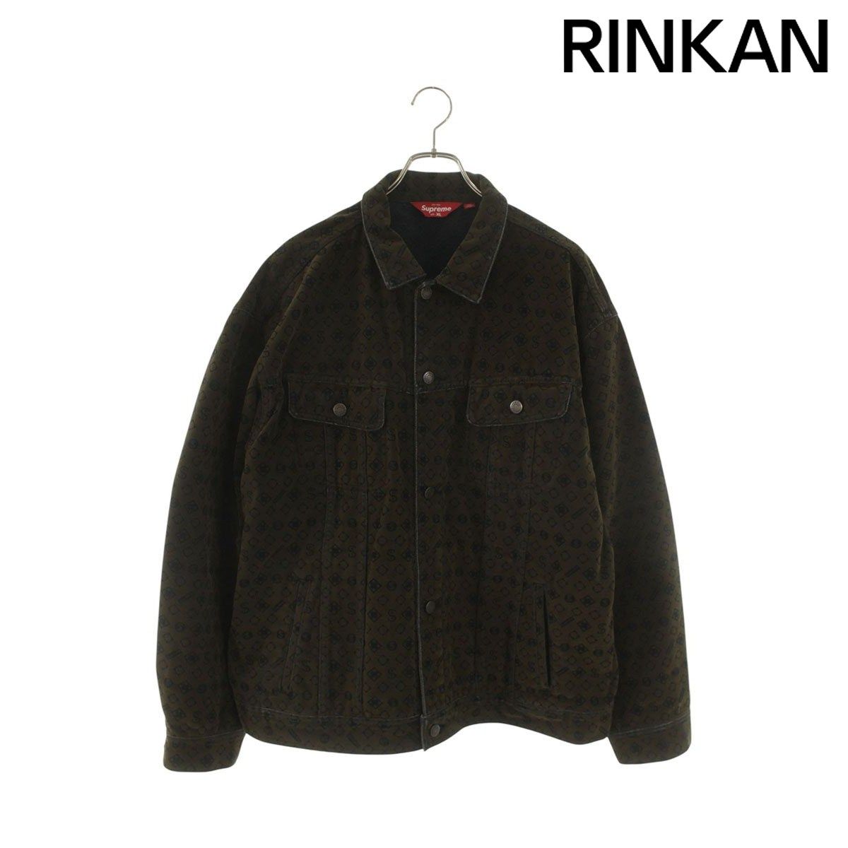 シュプリーム 24AW Flocked Denim Trucker Jacket フロッキーロゴ総柄 