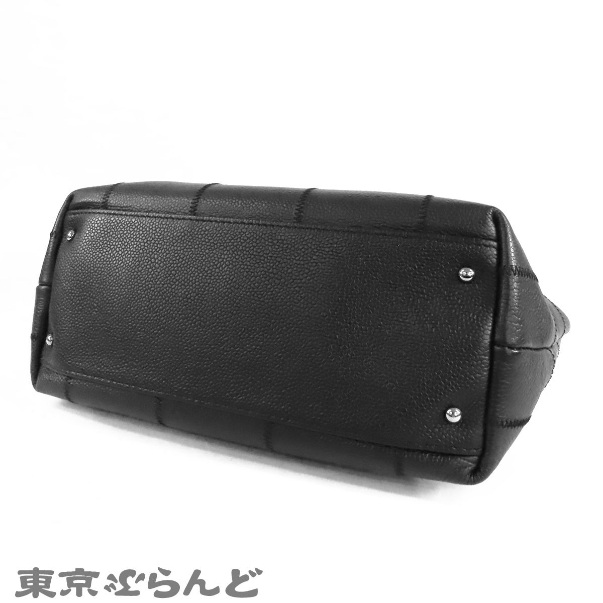 シャネル CHANEL チョコバー トートバッグ ブラック 黒 シルバー金具