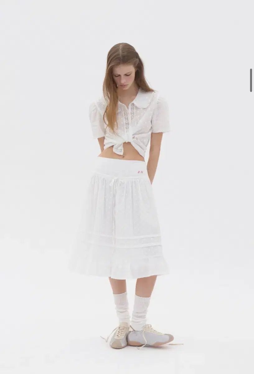 純粋 soonsu Mix Lace Blouse skirt セット