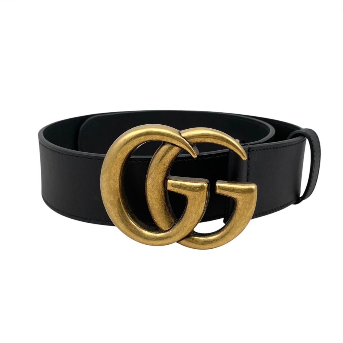 ☆グッチ ベルト GGエンブレム ワイド 400593 AP00T 1000 レザー ダブルG ブラック ゴールド金具 GUCCI 23,088円