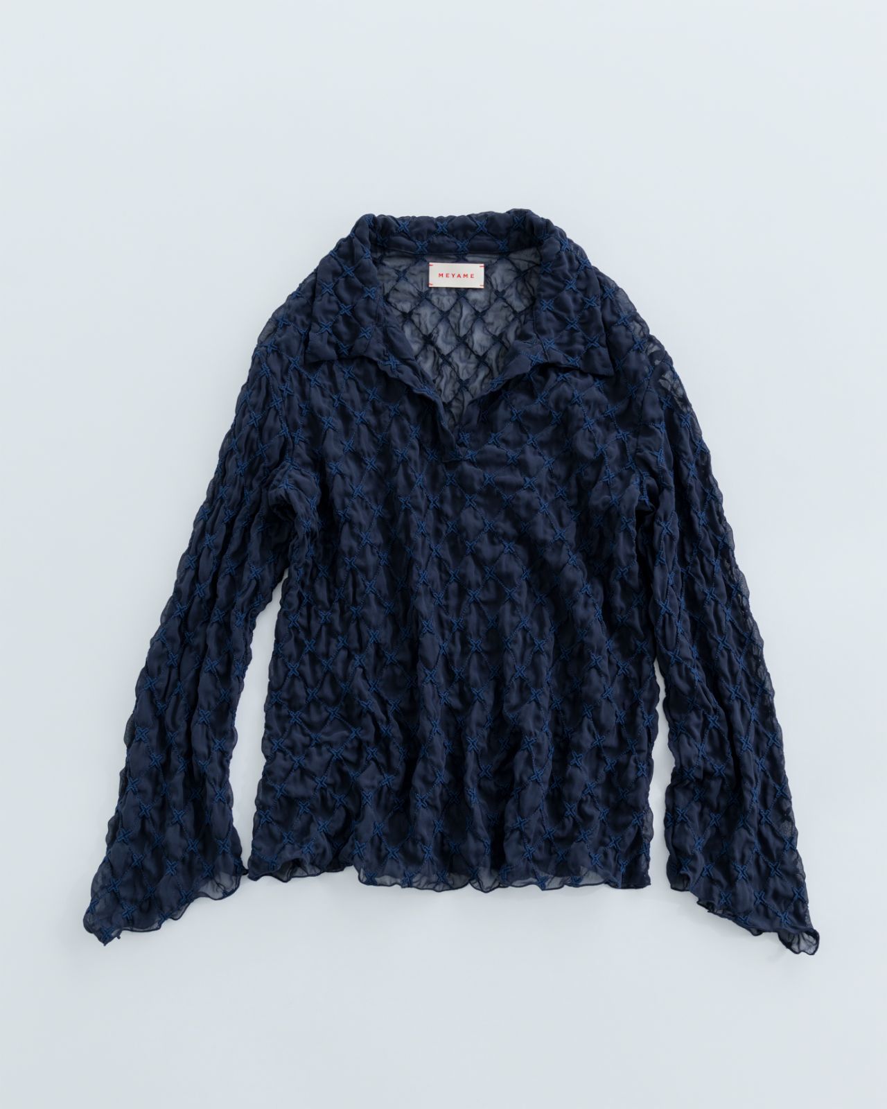 MEYAME メヤメ LACE SKIPPER BLOUSE　MEY-2418 NAVY レーススキッパー ブラウス