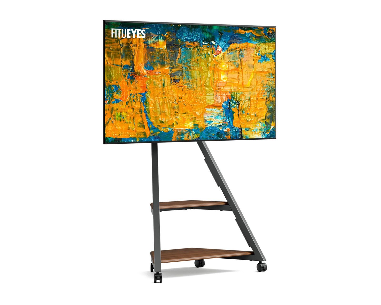 新品 FITUEYES DESIGN テレビスタンド キャスター付き 壁寄せ 32 43 50 55 60 65インチ対応 ロータイプ コーナーテレビ台 ケーブル管理 移動式 デザイン 高さ調節 首振り インテリア 安定性 エッフェルシリーズ ウォールナット