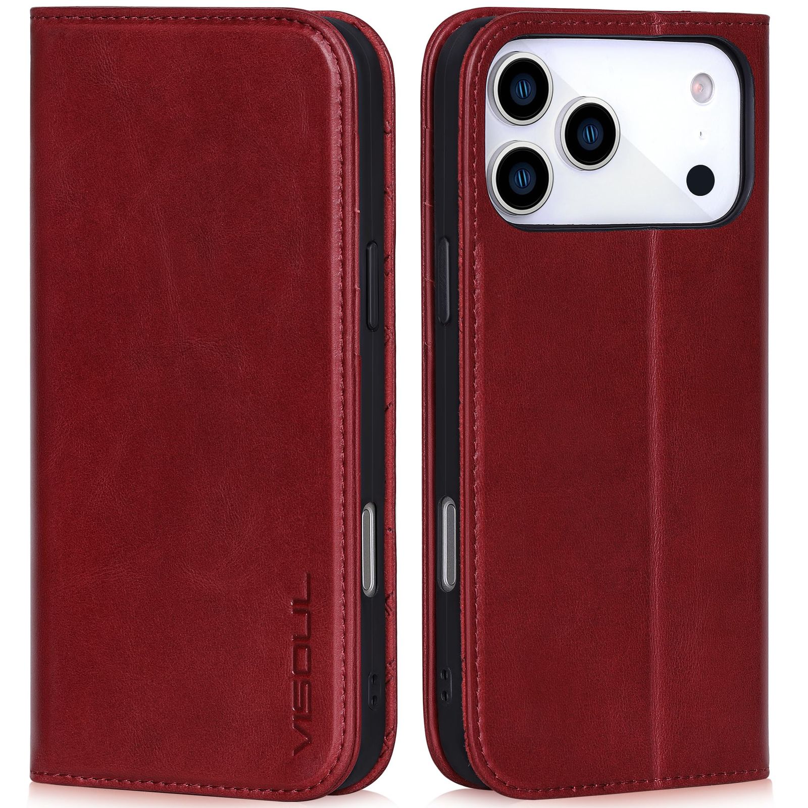 新品 VISOUL iPhone 17 Pro Max 対応 ケース 手帳型 本革 アイフォン17 プロマックス 手帳型ケース MagSafe対応 スマホケース レザー カード収納 携帯カバー 横置きスタンド機能付き マグネット式 全面保護 柔軟なTPU素材