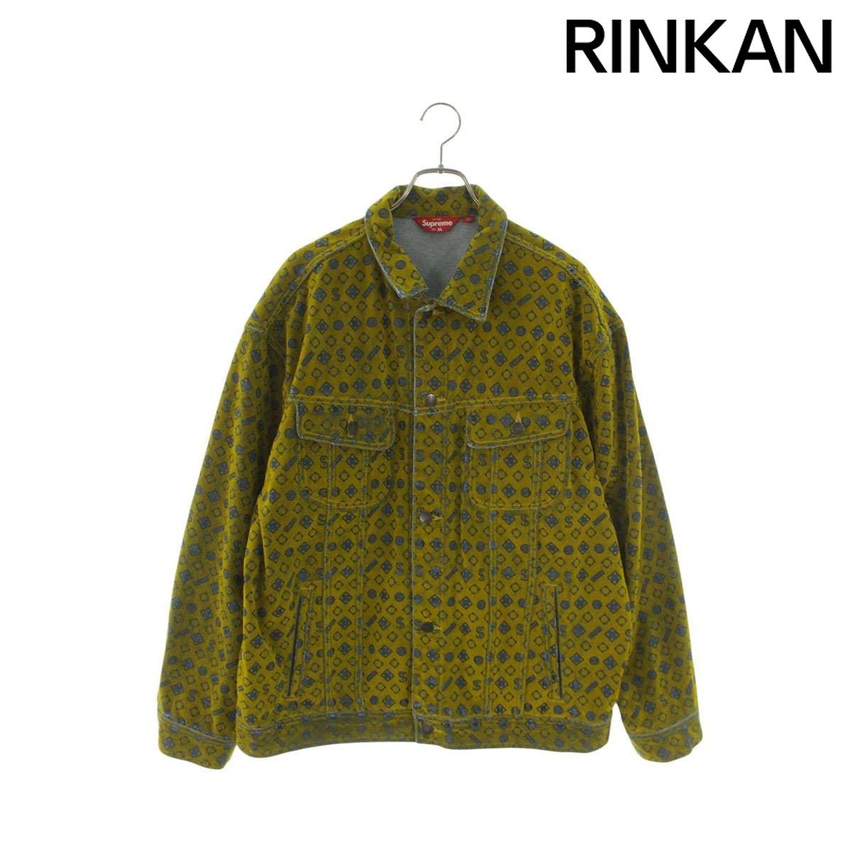 シュプリーム 24AW Flocked Denim Trucker Jacket フロッキーロゴ総柄デニムジャケット メンズ XL