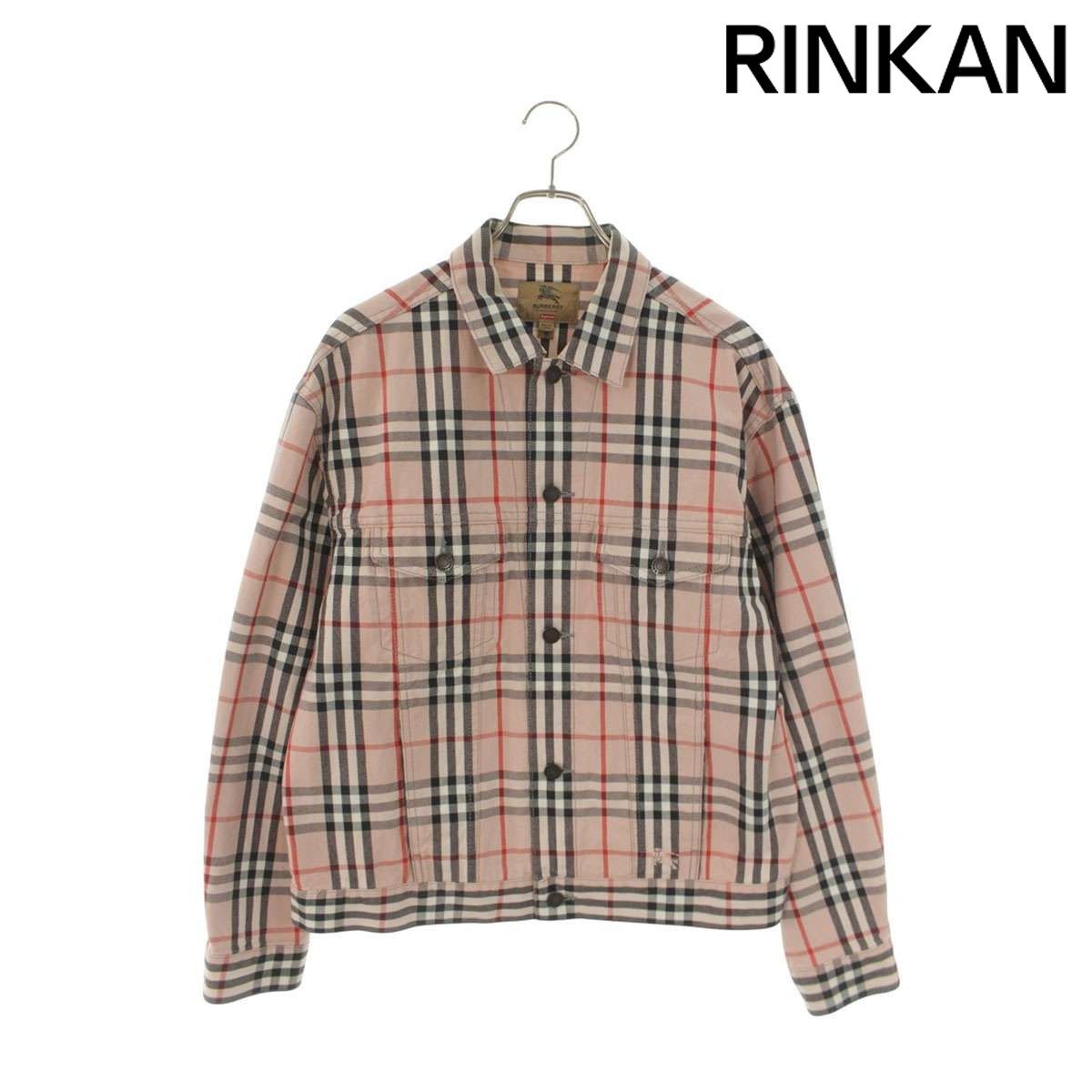 シュプリーム ×バーバリー Burberry 22SS Denim Trucker Jaclet ノバ総柄デニムジャケット メンズ M