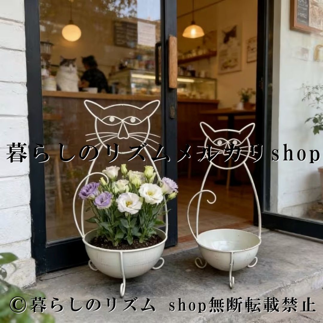 猫 プランター 2個セット 子猫 フラワーポット 花鉢 植木鉢 多肉植物 観葉植物 ガーデンオーナメント アイアン 花瓶セット 鉢カバー 排水穴付き ガーデニング雑貨 バルコニー テラス 窓辺 ベイウィンドウ 玄関 庭 屋内 屋外 ディスプレイ オブジェ
