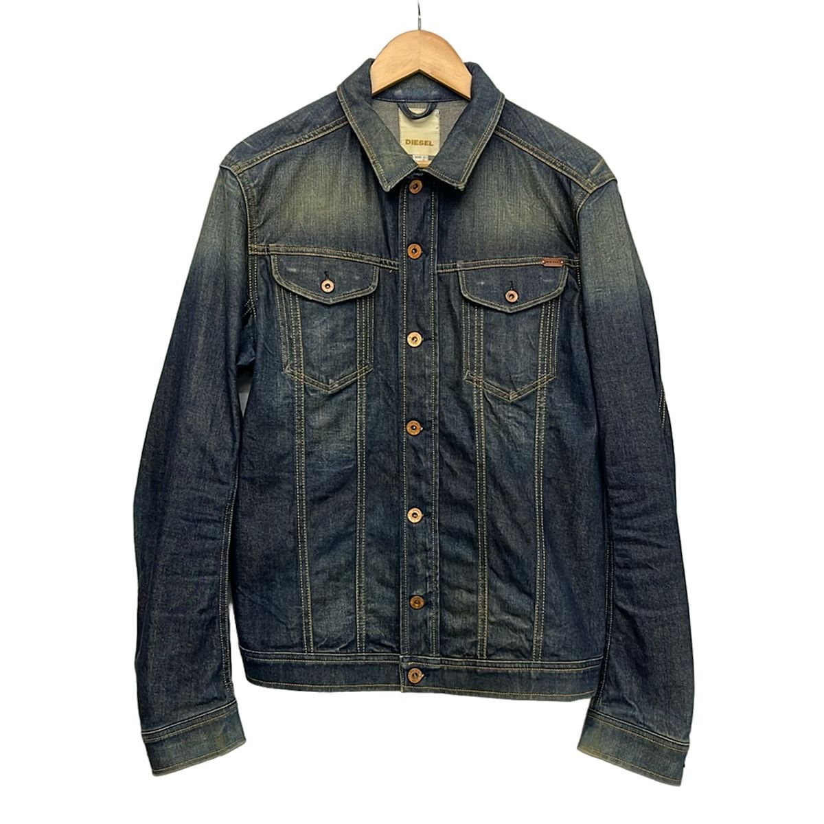 DIESEL(ディーゼル) Gジャン サイズL メンズ - ネイビー 長袖/ダメージ 