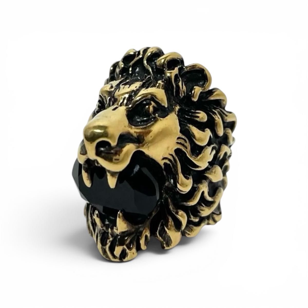 ✨最終値下げ✨グッチ　ライオンヘッドリングブラックストーン GUCCI グッチ ライオンヘッド リング ゴールド 指輪 10号 ブラック