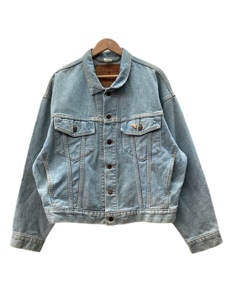 リーバイス Levi's 90s Denim Jacket デニム ジャケット ボタン ボタン裏458 Gジャン 国旗 トラッカー 青 70598-4834 ジャケット ロゴ ブルー Mサイズ 104MT-3243