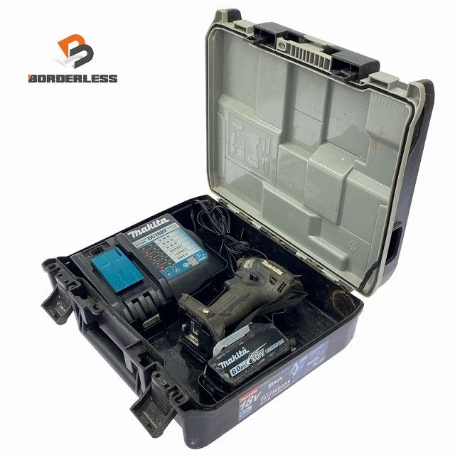 ☆中古品☆makita マキタ 18V 充電式インパクトドライバー TD173D 黒/ブラック バッテリ1個(6.0Ah) 充電器 ケース付 コードレス128977