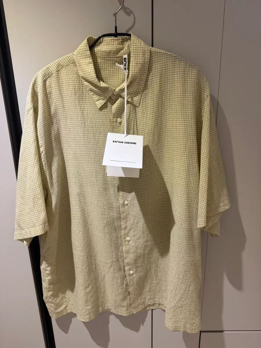 KAPTAIN SUNSHINE) 24ss イェロー ピンCHECK 半袖 シャツ 42