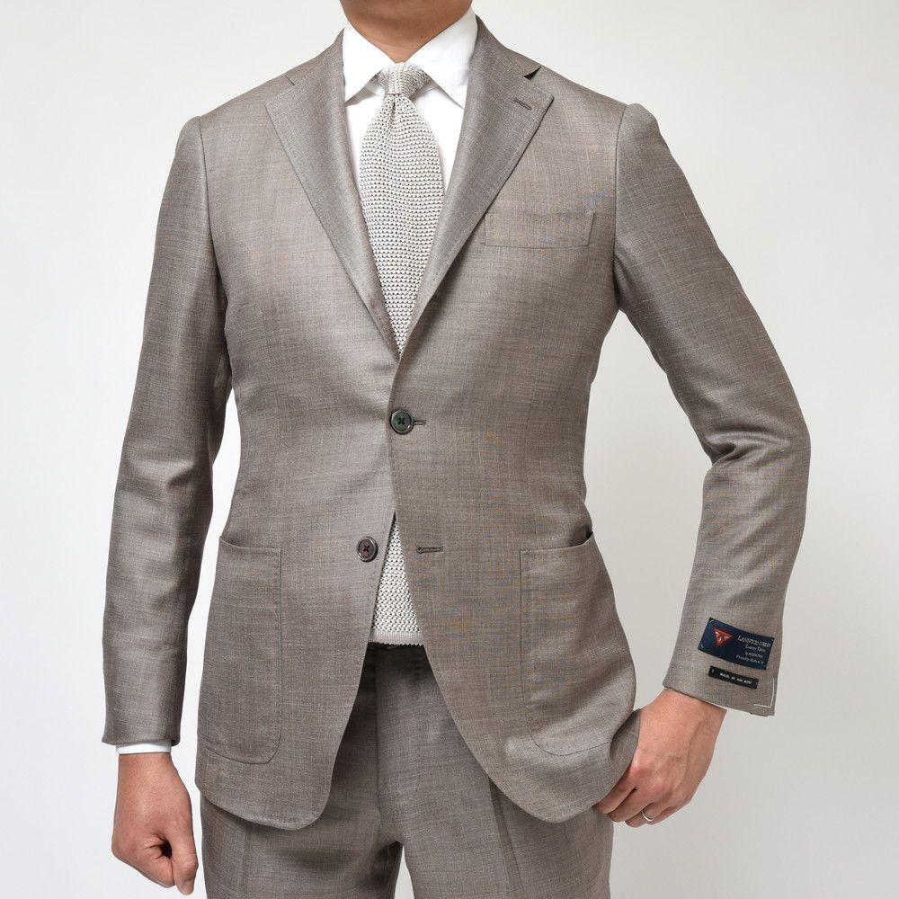 【30%OFF／訳あり品】48サイズ guji（グジ） SUPER160'sウールシルクリネンシャークスキンジャケット(MADE BY RING JACKET / LANIFICIO CORRADO) 【春/夏】17031200028 ブラウングレー 新品