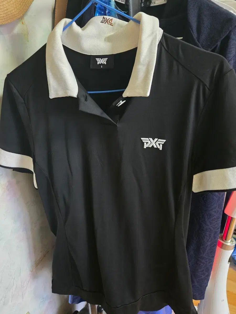 PXG ゴルフウェア カラーTシャツ ブラック ホワイト バイカラー