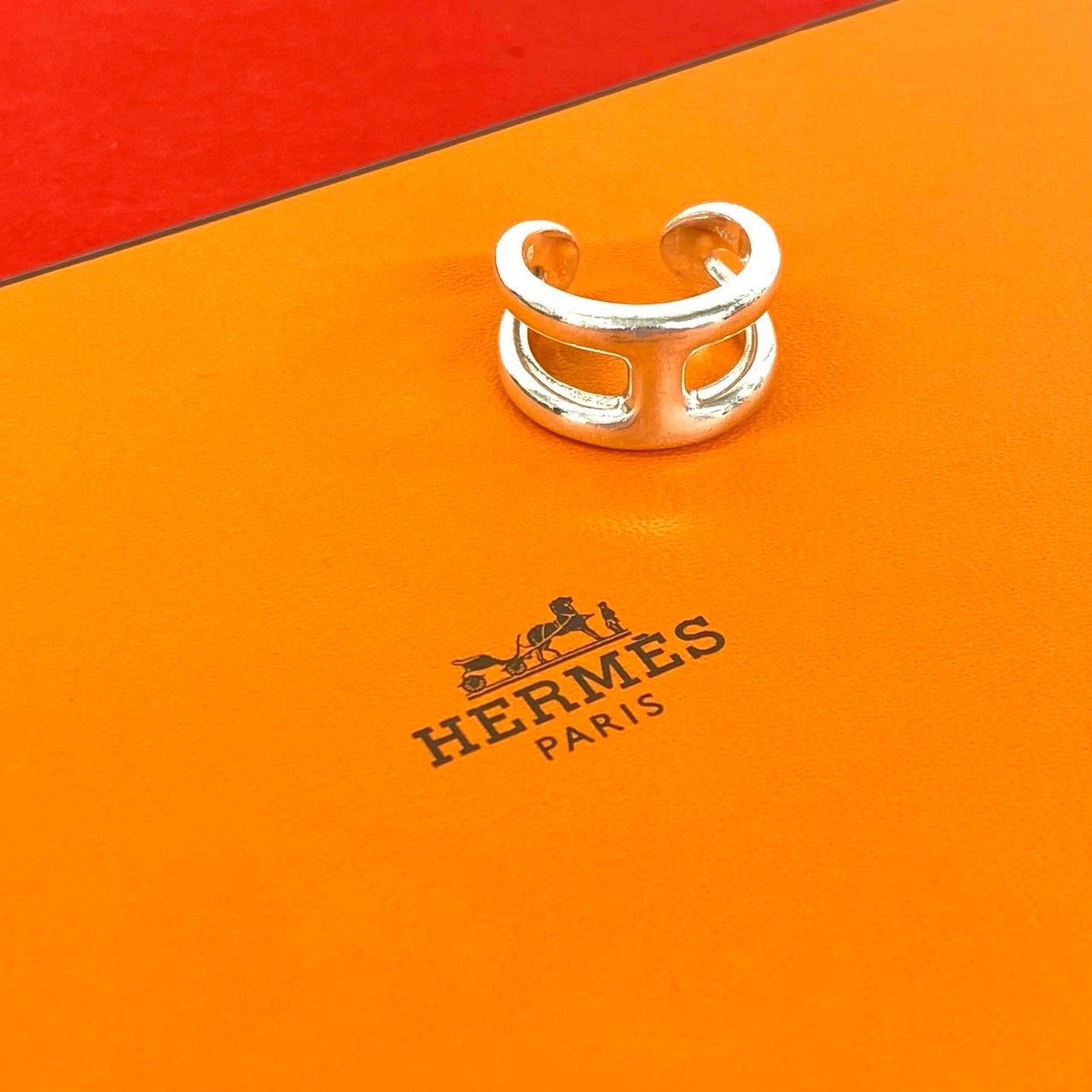 極 美品 希少品 HERMES エルメス オスモズ PM リング シルバー925 指輪 アクセサリー 16号 メンズ レディース シルバー 10570