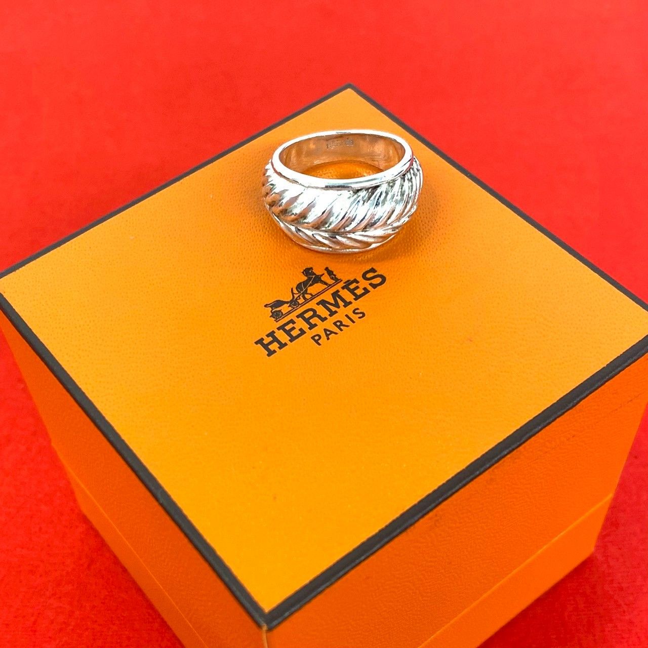 極 美品 HERMES エルメス ヴィンテージ リーフ リング シルバー925 