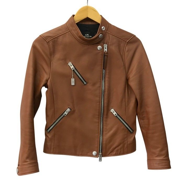 COACH コーチ 本革 シングルライダースジャケット ブラウン 定価11万以上 COACH コーチ ライダースジャケット レディース 秋冬 レザー ダブル