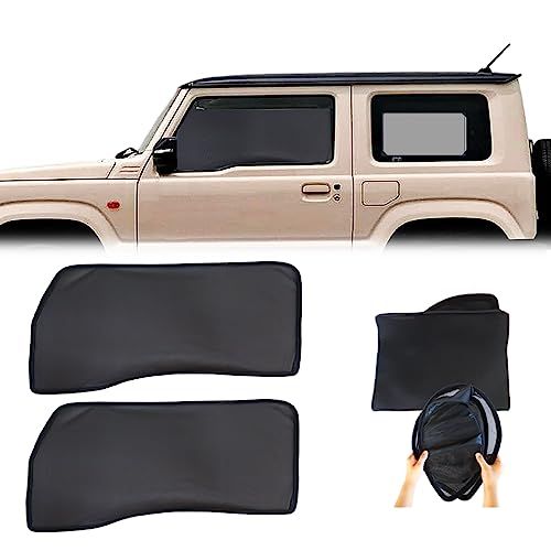 車用網戸 左右2枚組 ジムニー JB64W JB74W フロントウインドウ用 メッシュ サンシェード 折りたたみ式 遮光 日よけ 防虫ネット ウインドーネット ワンタッチ 車中泊ts 14316acb