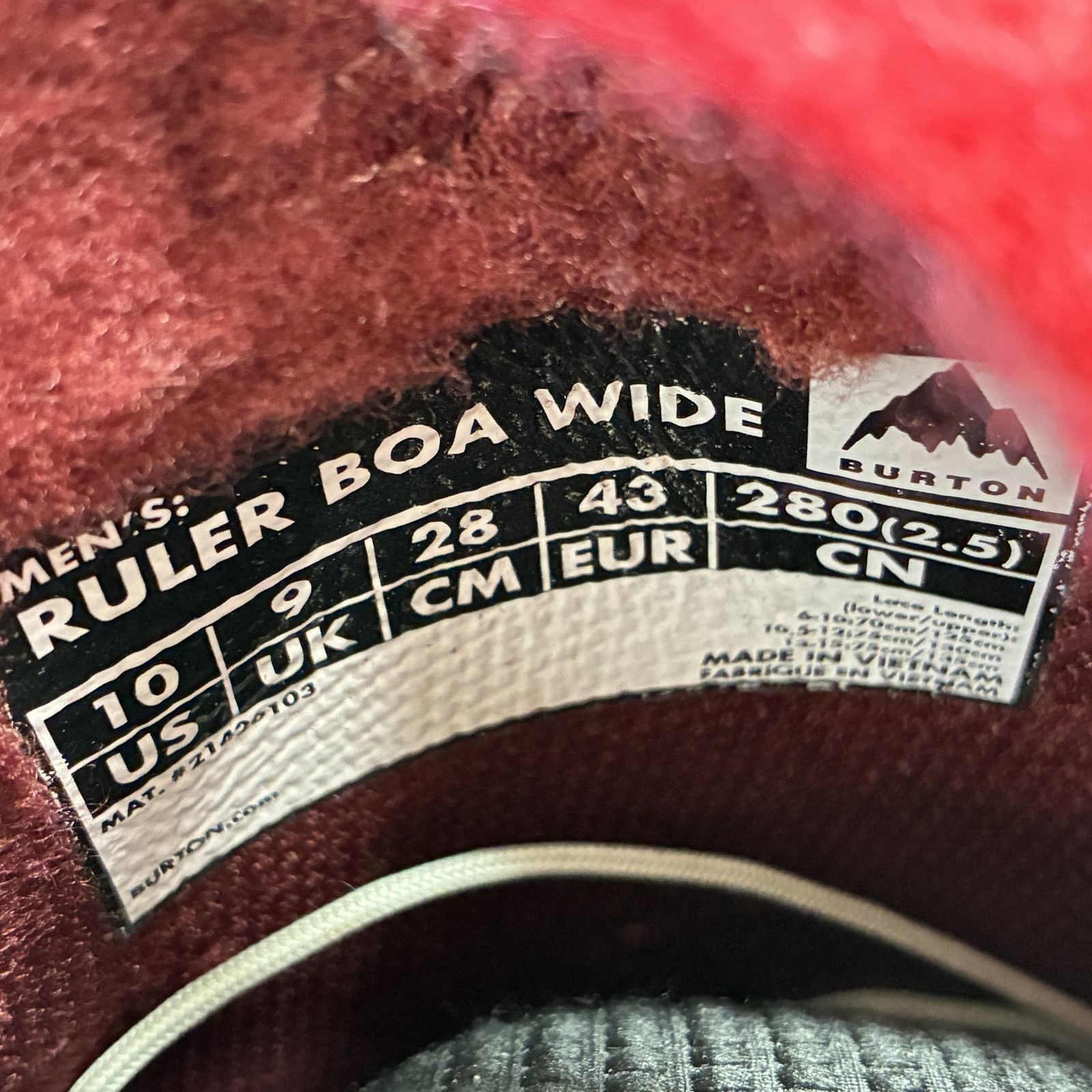Burton RULER BOA WIDE US10サイズ スノーボードブーツ 28cm 旧モデル バートン 中古 W11295652