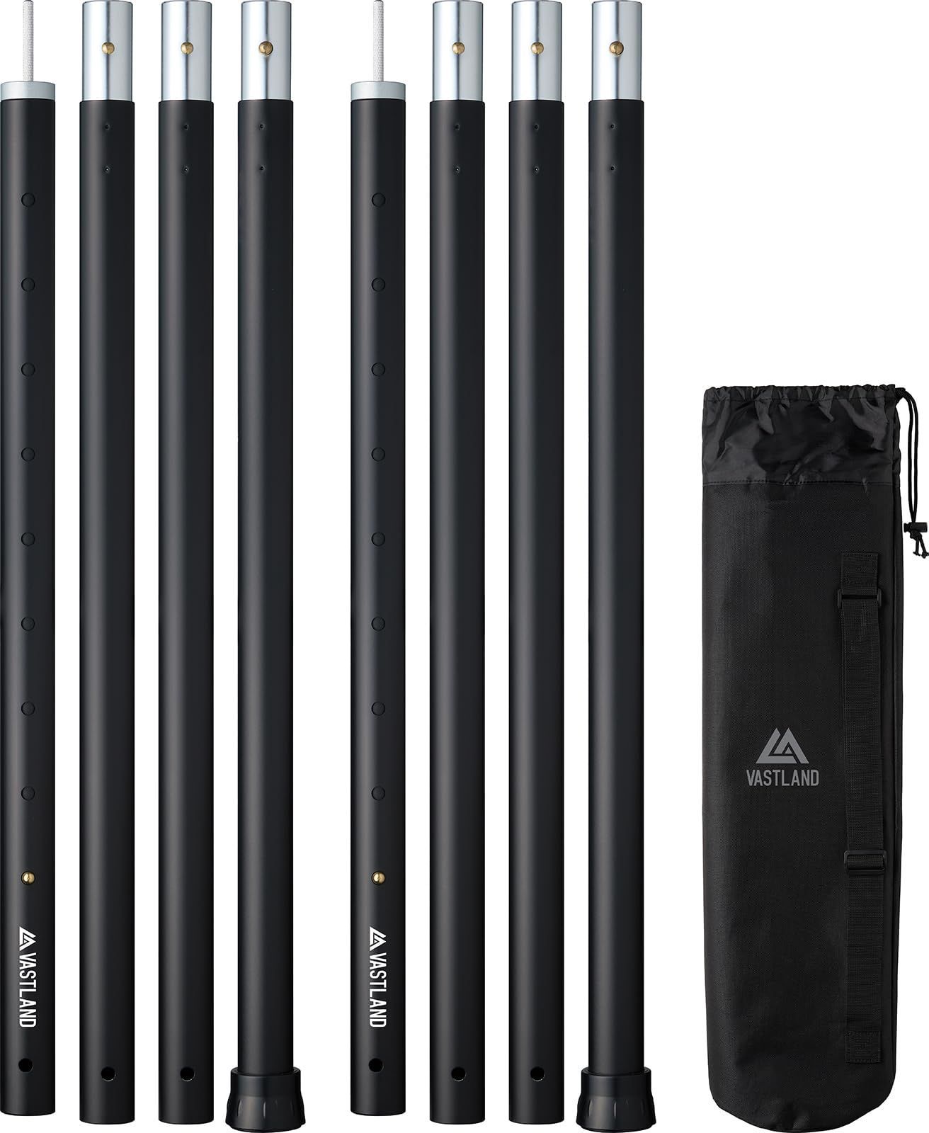 VASTLAND(ヴァストランド) タープポール テントポール アルミ 2本セット 280cm 直径33mm 8段階調節 収納バッグ付き