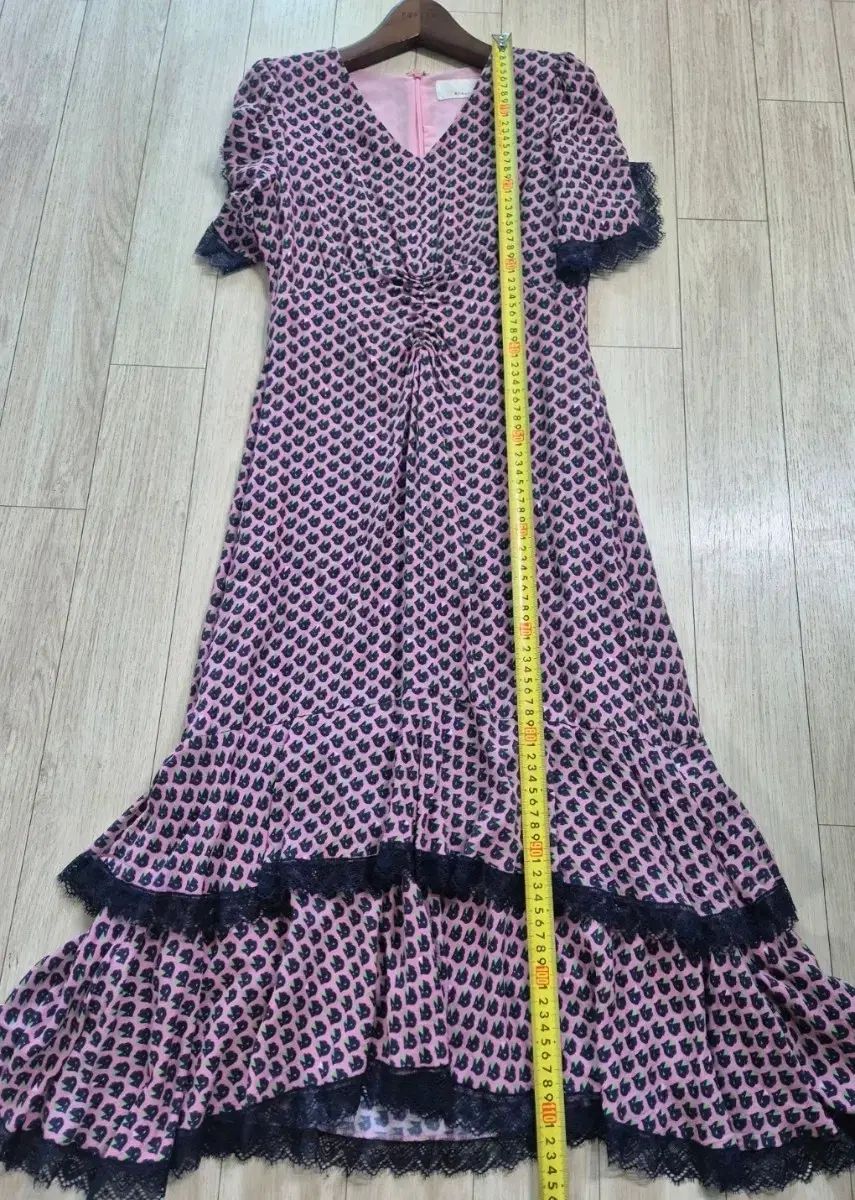 RENEEVON レニボン ピンク 魚 パータン ロング丈ワンピース