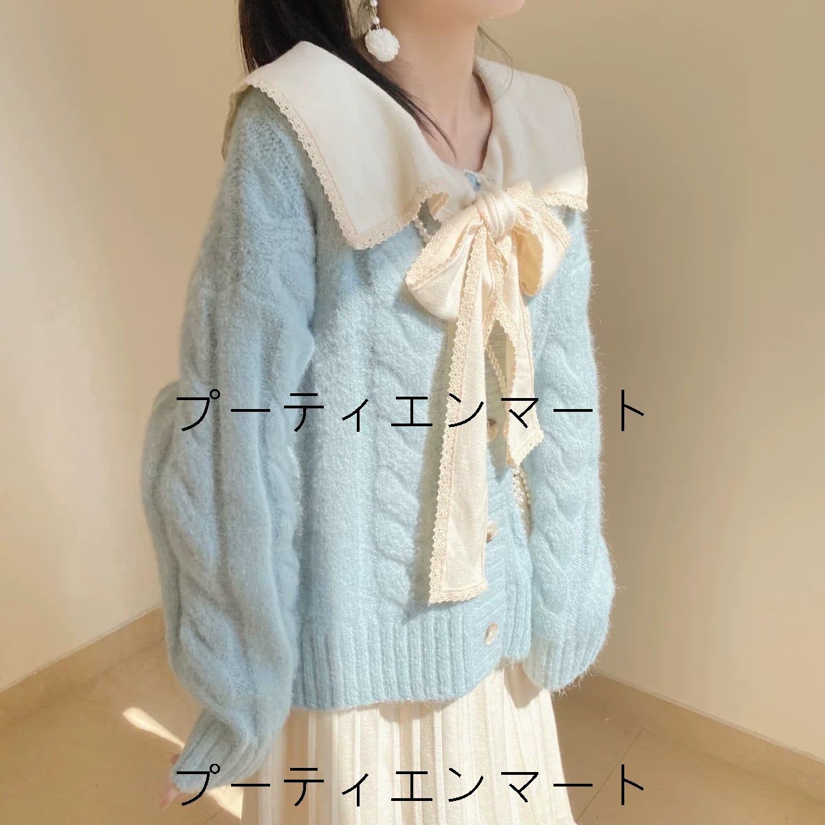 人気商品 ガーリー セーラーカラープリーツワンピースセットアップ 秋冬 春 レディース ワンピース ニットカーディガン セットアップ ボウタイリボン 可愛い カジュアル レトロ可愛い セーラー襟 カレッジスタイル