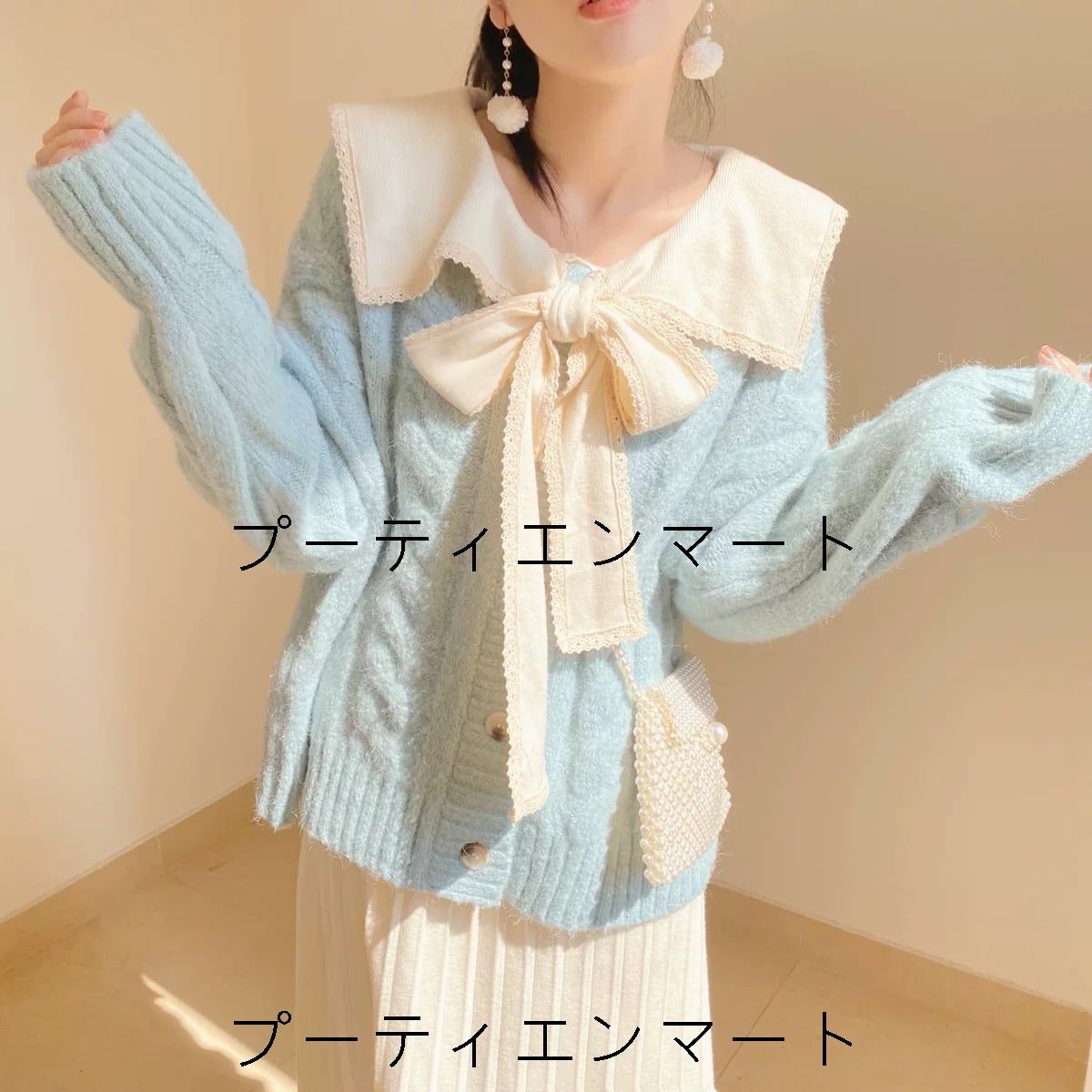人気商品 ガーリー セーラーカラープリーツワンピースセットアップ 秋冬 春 レディース ワンピース ニットカーディガン セットアップ ボウタイリボン 可愛い カジュアル レトロ可愛い セーラー襟 カレッジスタイル