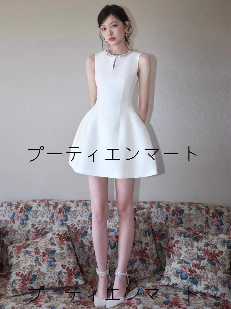人気商品 ミニドレス ノースリーブ ミニ丈 フレア パーティー/キャバクラ エレガント 高級感 美シルエット 華やか 大人可愛い 写真映え お呼ばれ 二次会 同窓会 デートにも 旬トレンド