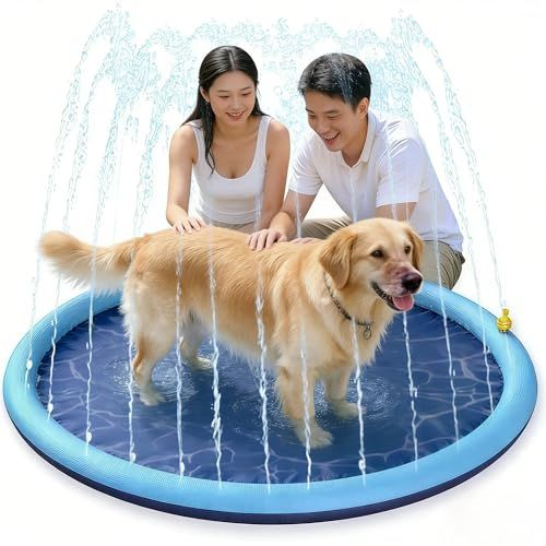 【新品】Koramak 噴水マット 水圧調整可能 接続簡単 空気入れ不要 ビニールプール ライトブルー 親子遊び おもちゃ アウトドア 大型 家庭用 安全無毒 耐摩擦 収納便利 水遊び 夏対応 暑さ対策 170CM 08418440